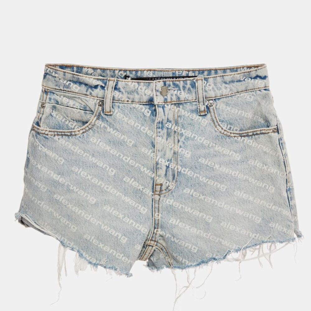Alexander Wang Blue Denim Bite Highrise Shorts S/waist 27"